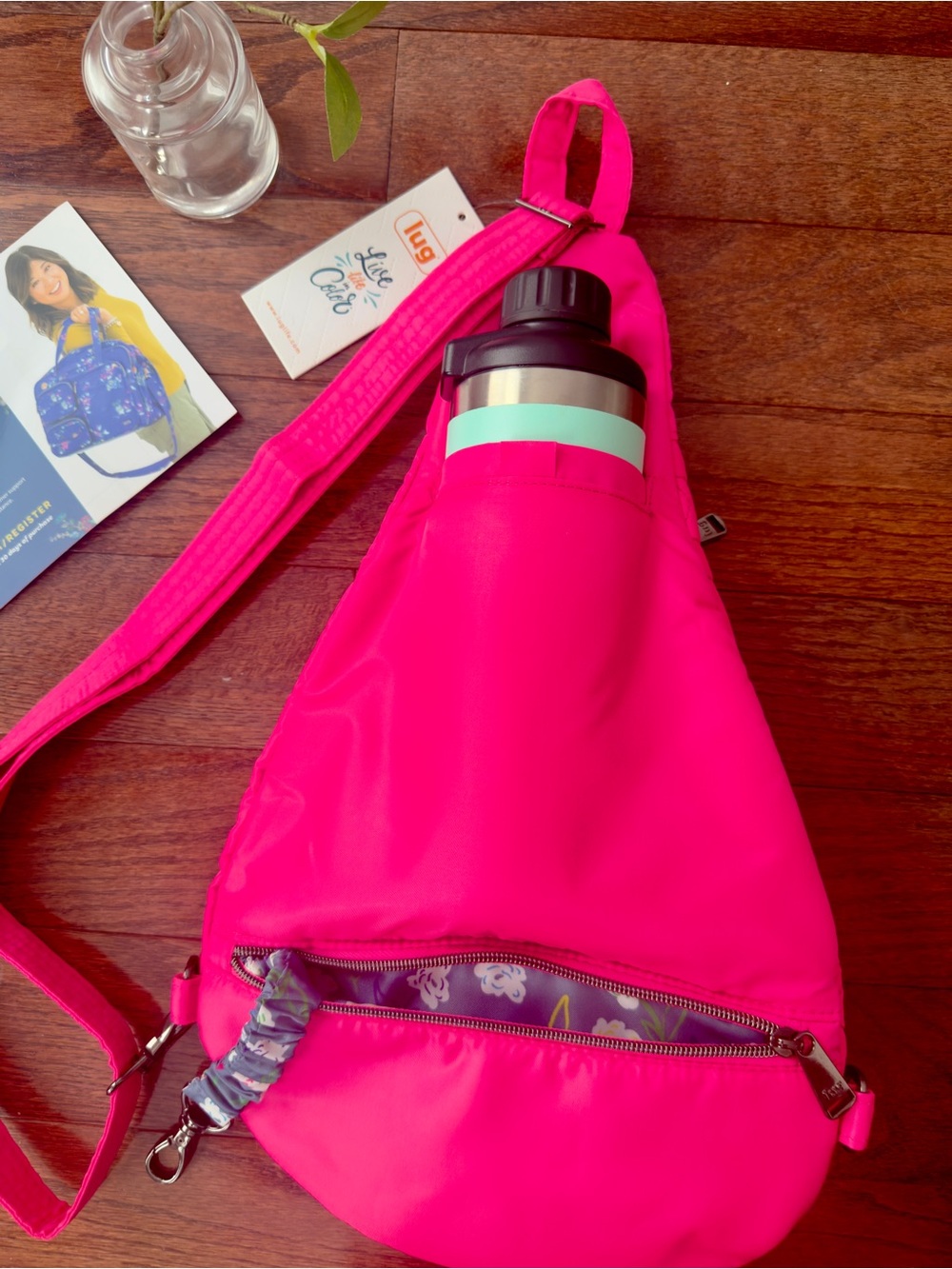 Lug Windsail Sling Backpack Bag Magenta Pink Crossbody Travel Bag - Picture 7 of 10